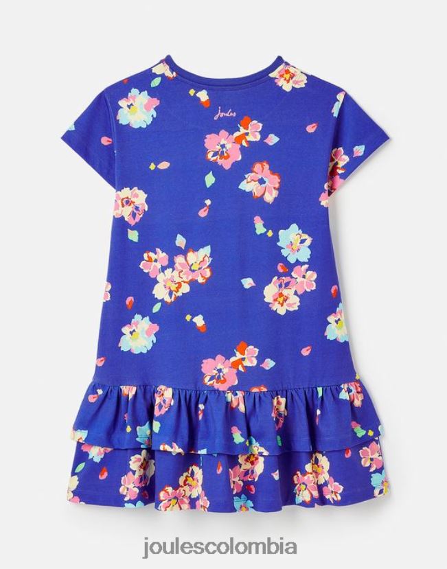 Joules vestir chicas vestido markleigh de punto con peplum y manga corta 2-12 años H0604R276 flores azules