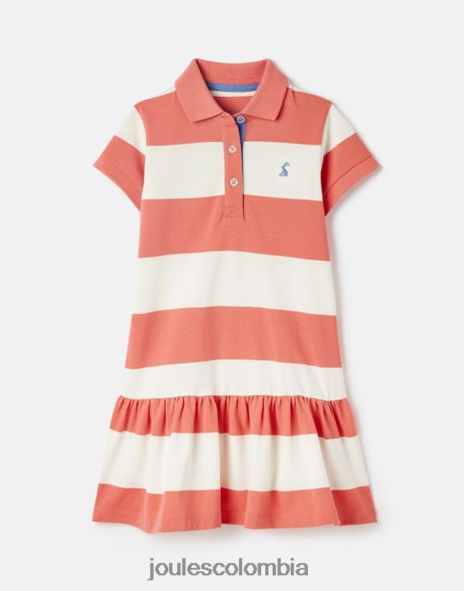 Joules vestir chicas vestido polo manga corta orla 2-12 años H0604R262 raya coralina