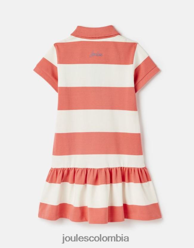 Joules vestir chicas vestido polo manga corta orla 2-12 años H0604R262 raya coralina