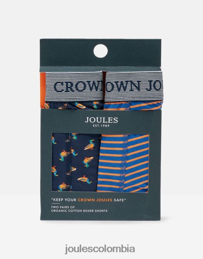 Joules accesorios hombres Pack de 2 bóxers de algodón Crown H0604R170 ganso pato azul marino