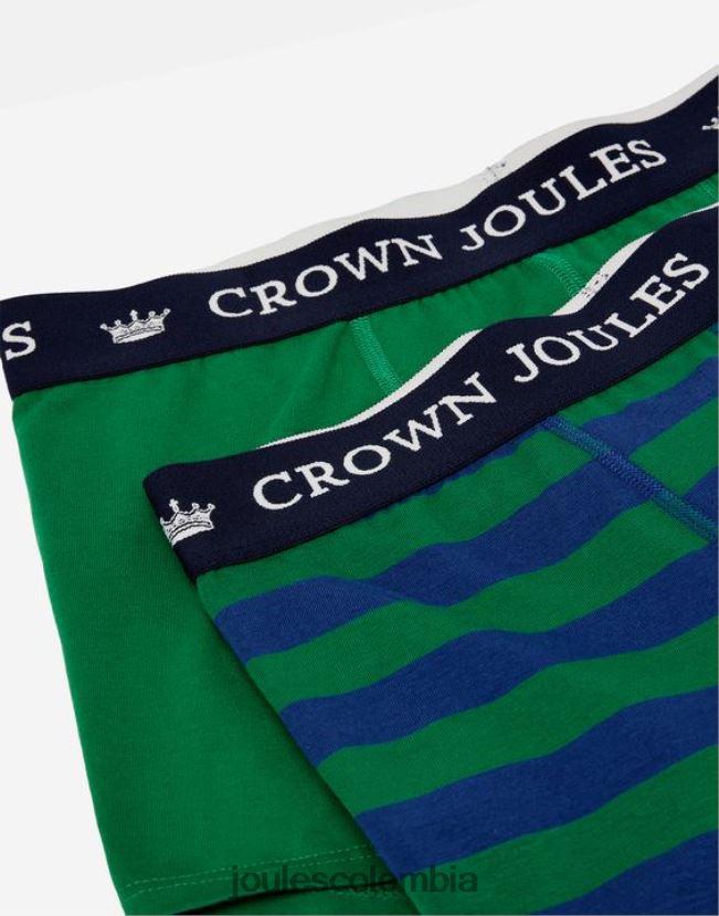 Joules accesorios hombres Pack de 2 bóxers de algodón Crown H0604R172 raya azul verde
