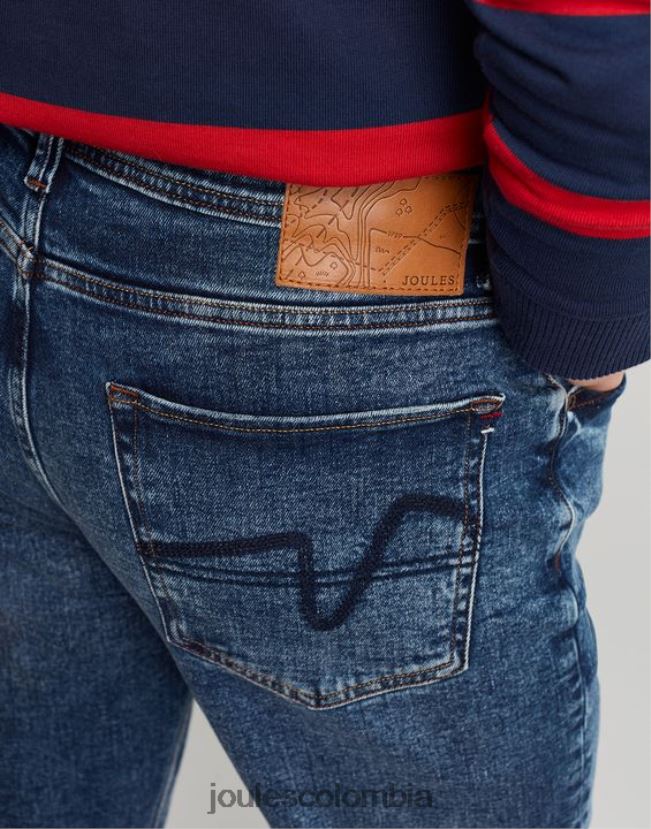 Joules vestir hombres Vaqueros de mezclilla con cinco bolsillos y corte slim The Oakham H0604R230 mezclilla con lavado medio