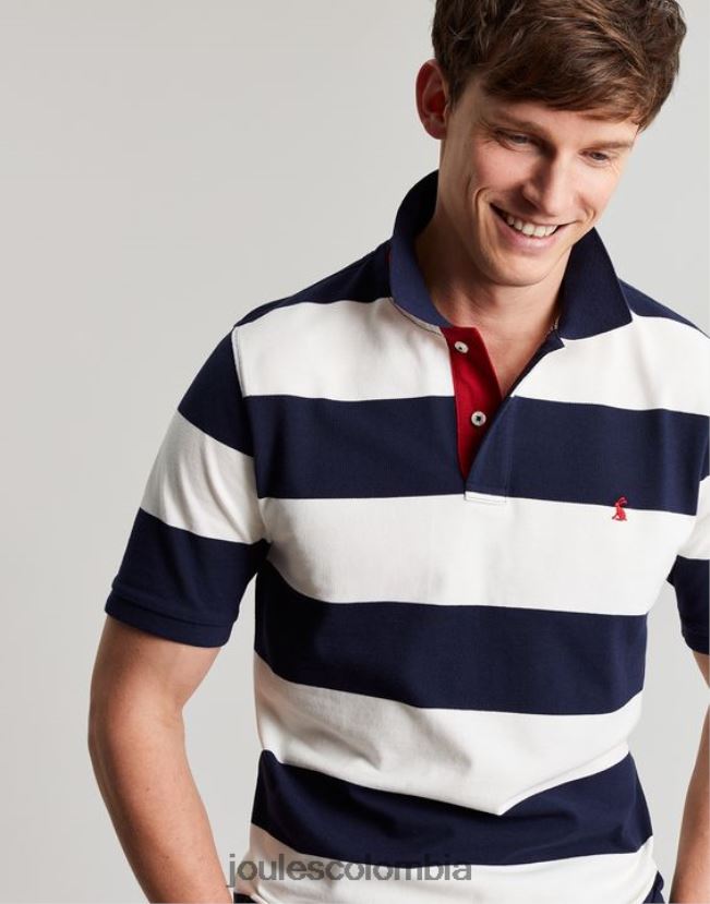 Joules vestir hombres polo de avellana H0604R165 raya blanca azul