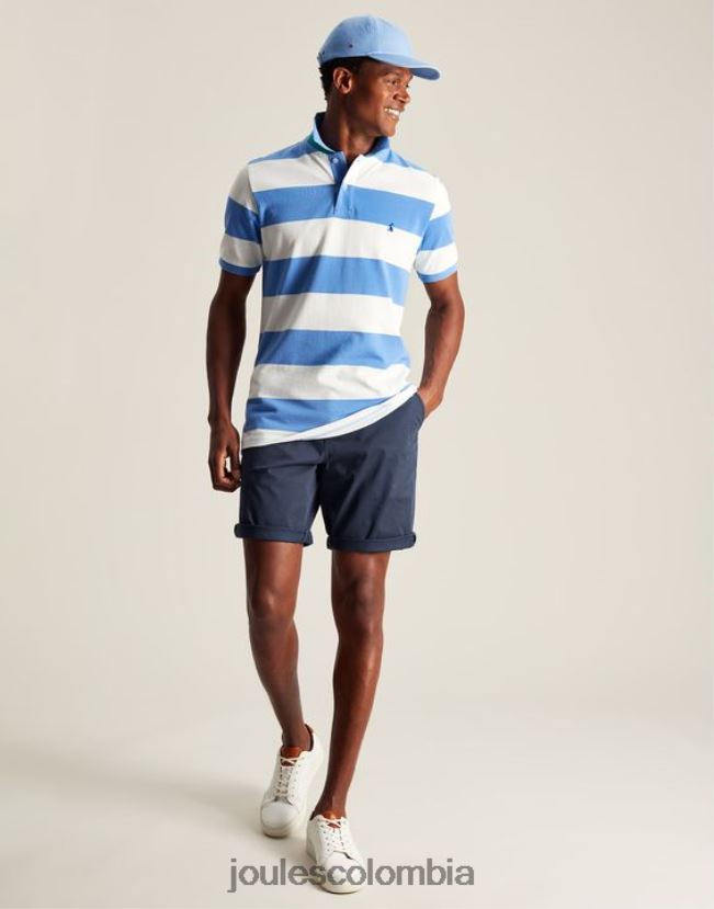 Joules vestir hombres polo de avellana H0604R201 raya blanca azul medio