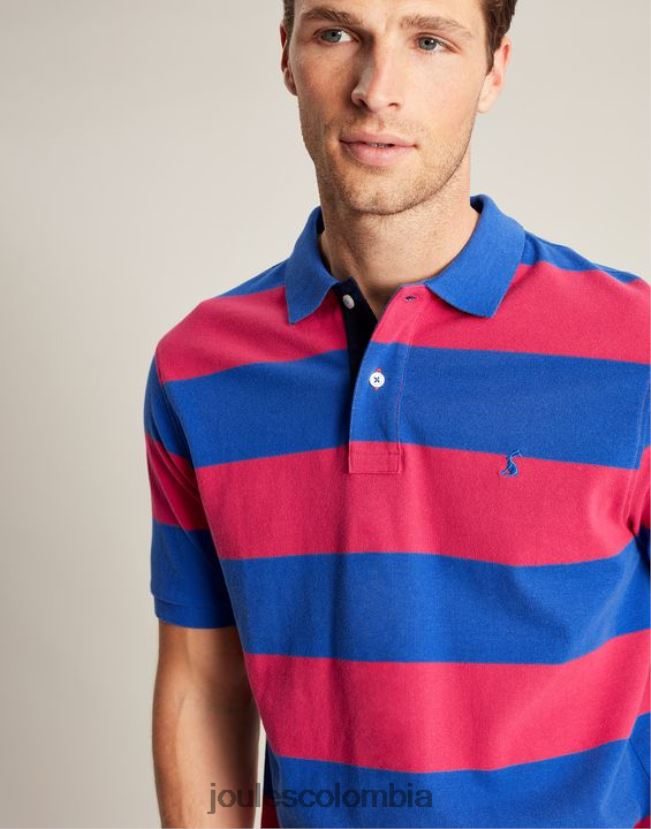 Joules vestir hombres polo de avellana H0604R204 raya rosa azul medio