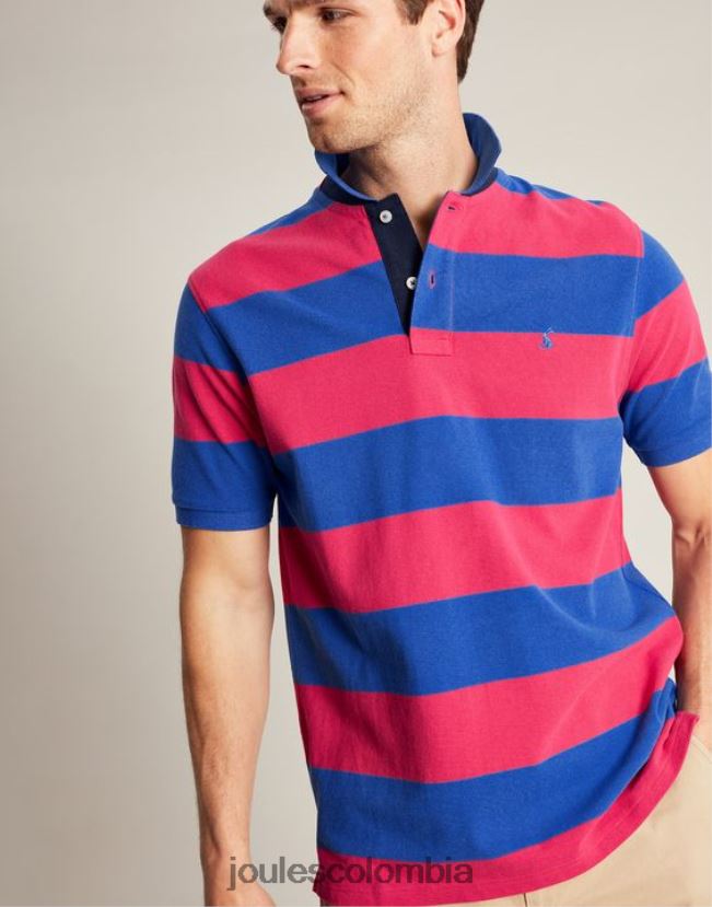 Joules vestir hombres polo de avellana H0604R204 raya rosa azul medio