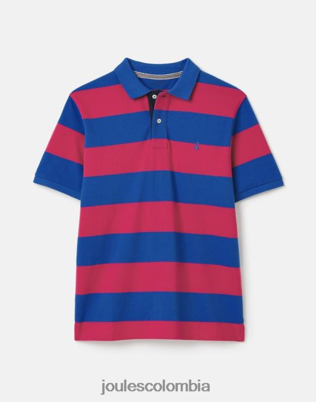 Joules vestir hombres polo de avellana H0604R204 raya rosa azul medio