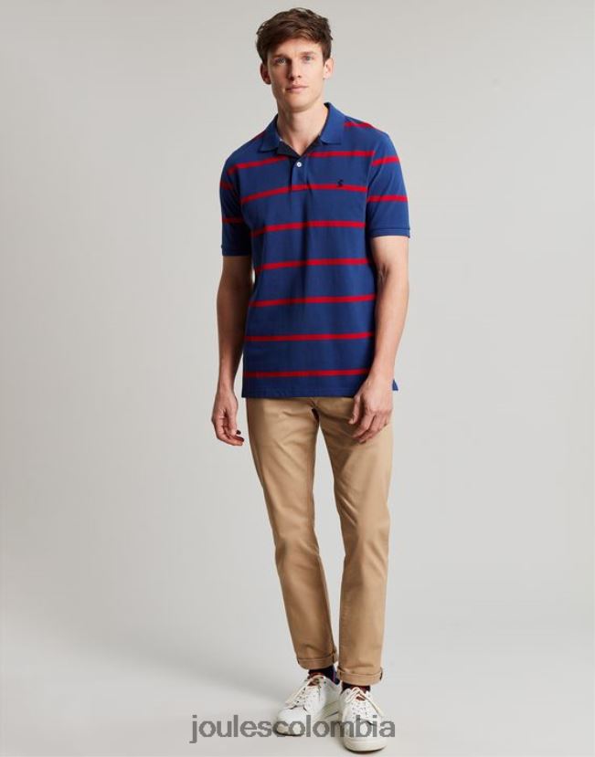 Joules vestir hombres polo de avellana H0604R217 raya roja marina