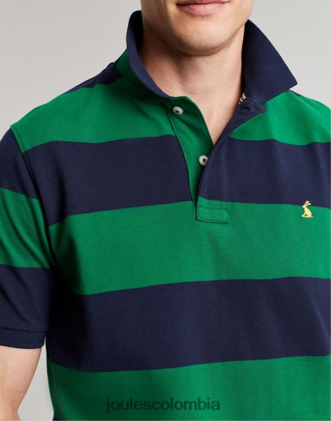 Joules vestir hombres polo de avellana H0604R218 raya verde marino
