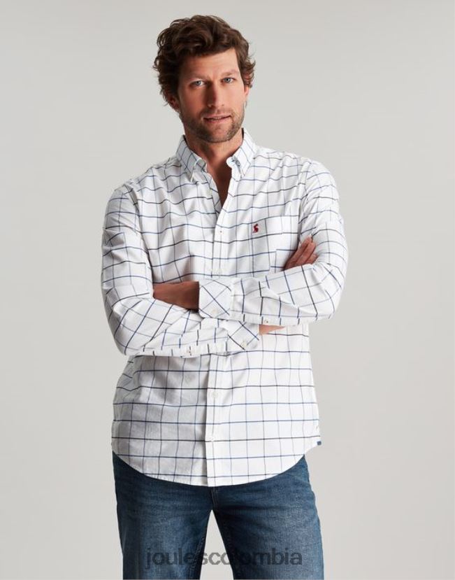 Joules vestir hombres Camisa Welford de manga larga y corte clásico a cuadros H0604R241 cheque blanco