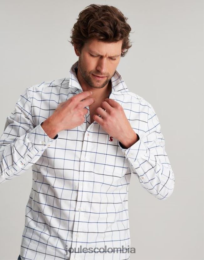 Joules vestir hombres Camisa Welford de manga larga y corte clásico a cuadros H0604R241 cheque blanco