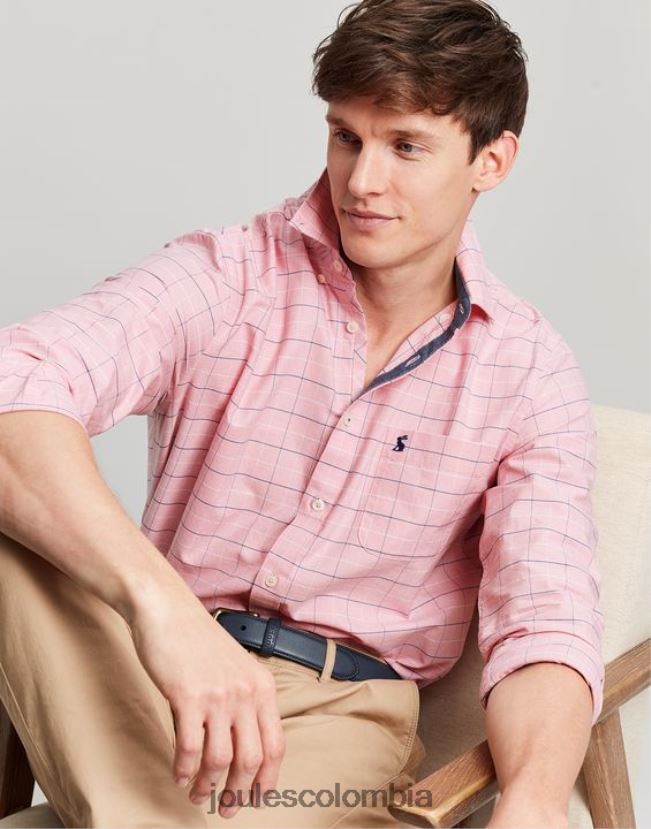 Joules vestir hombres Camisa Welford de manga larga y corte clásico a cuadros H0604R247 cheque rosa