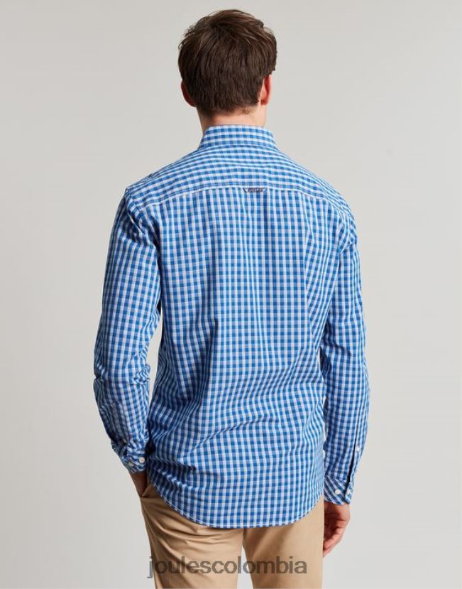 Joules vestir hombres Camisa de popelina melocotón de corte clásico de Abbott H0604R212 guinga azul