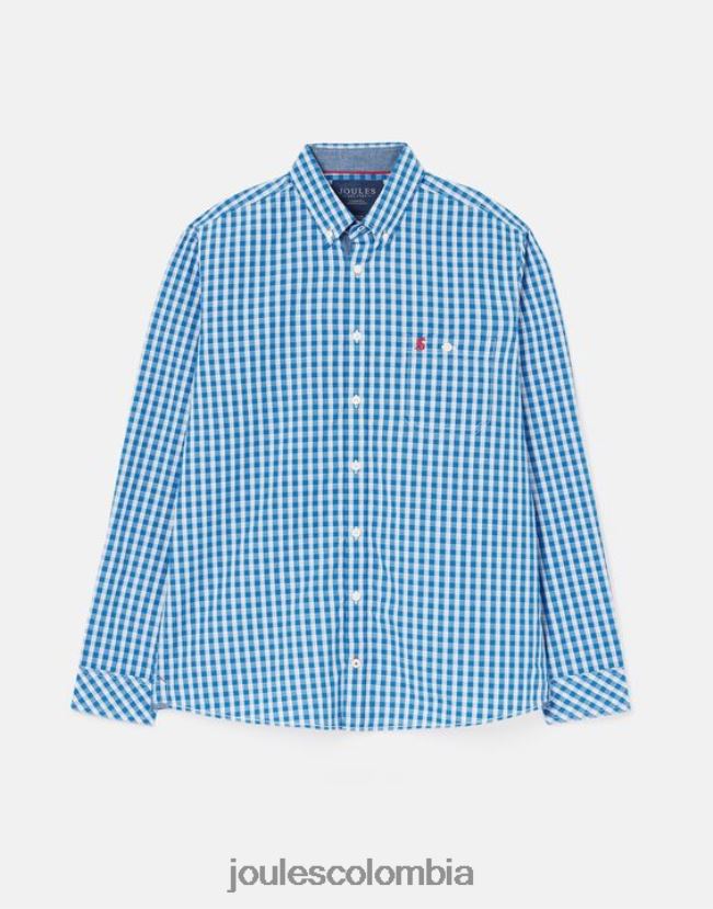 Joules vestir hombres Camisa de popelina melocotón de corte clásico de Abbott H0604R212 guinga azul