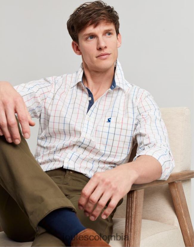 Joules vestir hombres Camisa de popelina melocotón de corte clásico de Abbott H0604R244 verificación múltiple