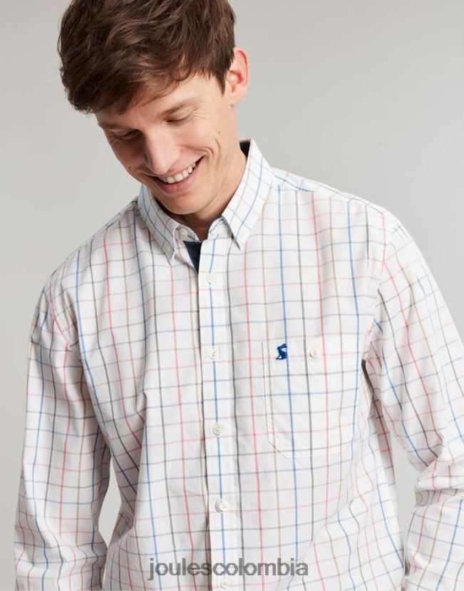 Joules vestir hombres Camisa de popelina melocotón de corte clásico de Abbott H0604R244 verificación múltiple