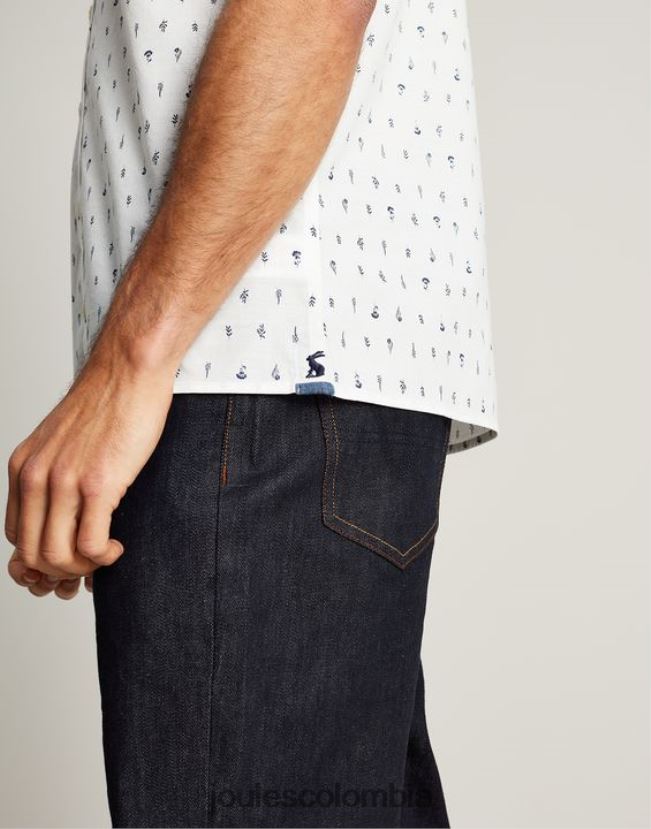 Joules vestir hombres camisa Lloyd de corte clásico estampada H0604R238 blanco