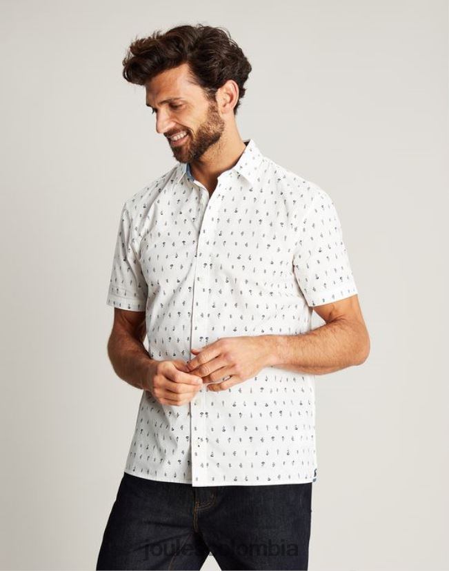 Joules vestir hombres camisa Lloyd de corte clásico estampada H0604R238 blanco