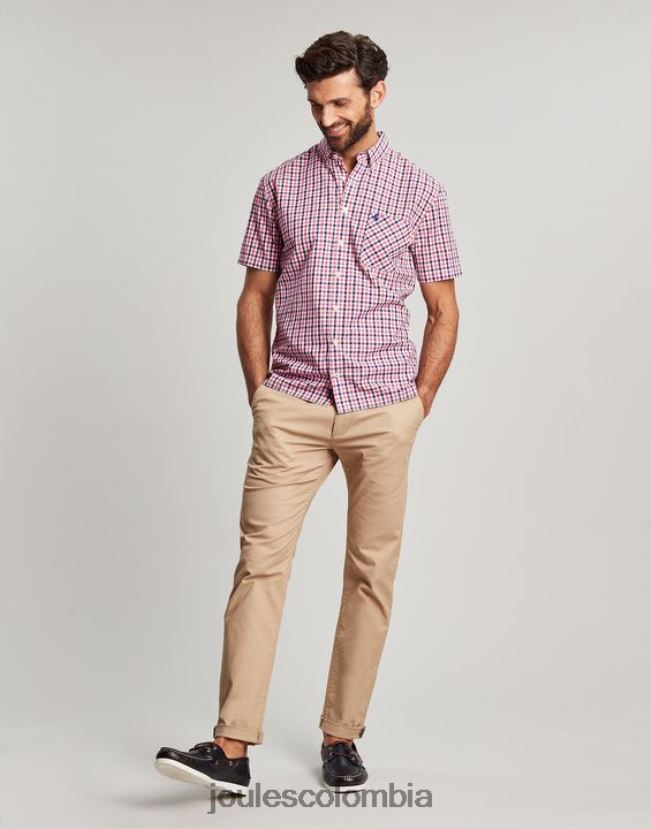 Joules vestir hombres camisa a cuadros de corte clásico wilson H0604R220 cuadros vichy rosa marino