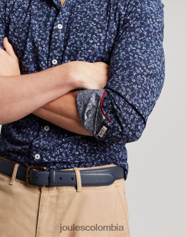 Joules vestir hombres camisa de corte clásico con estampado de invitación H0604R211 florete azul marino
