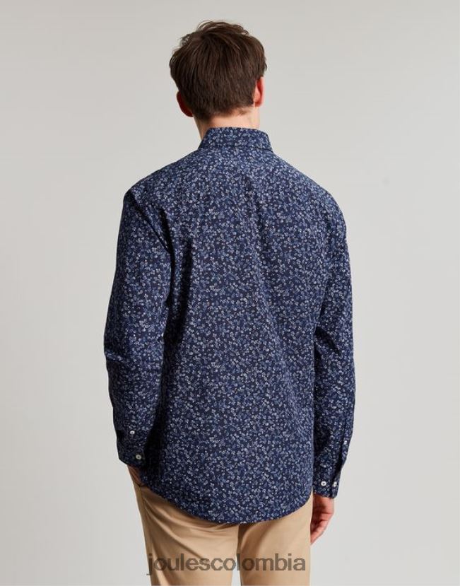 Joules vestir hombres camisa de corte clásico con estampado de invitación H0604R211 florete azul marino