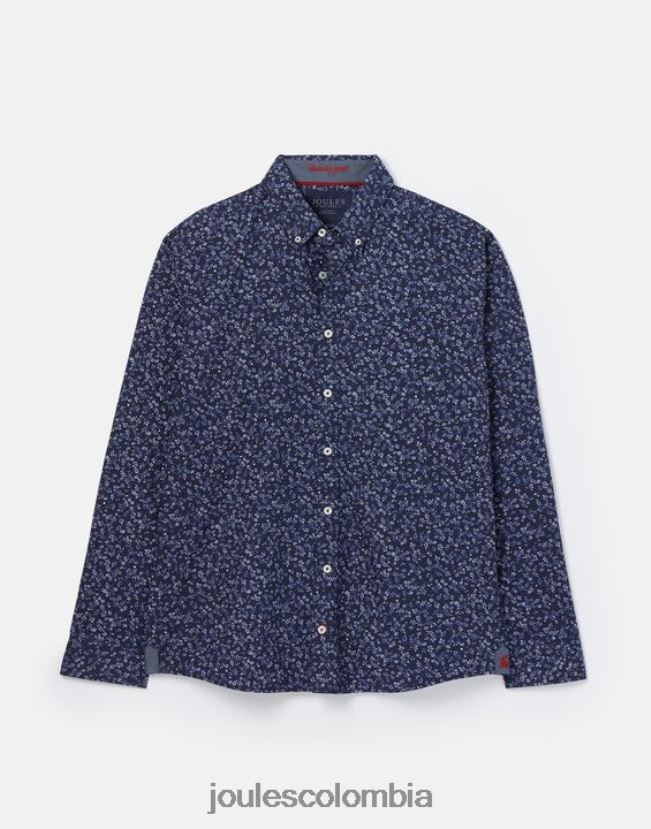 Joules vestir hombres camisa de corte clásico con estampado de invitación H0604R211 florete azul marino