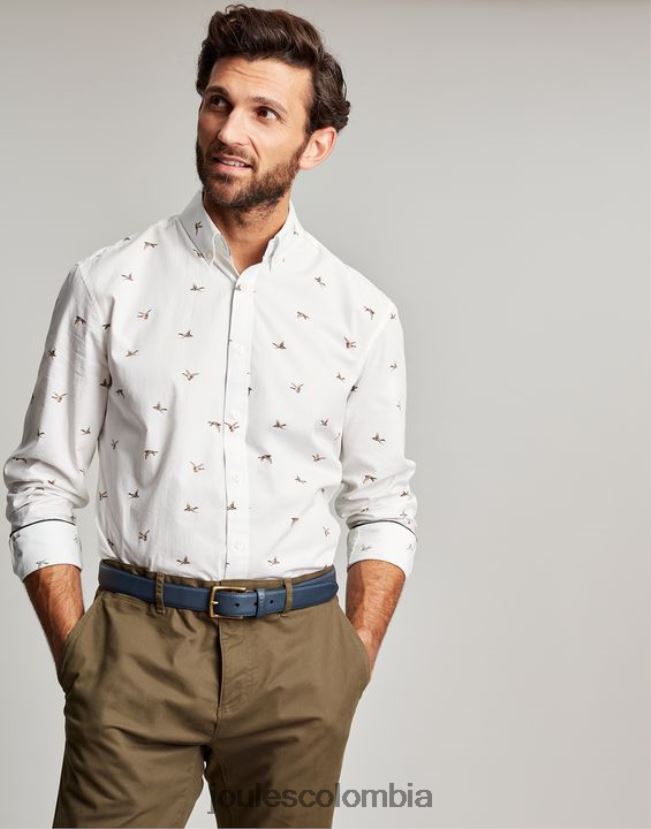 Joules vestir hombres camisa de corte clásico con estampado de invitación H0604R227 patos blancos