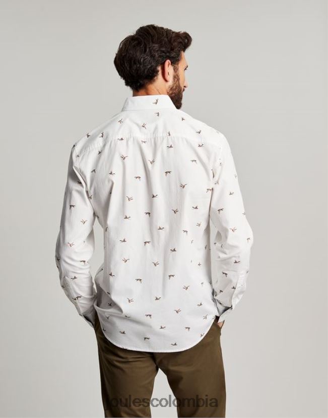 Joules vestir hombres camisa de corte clásico con estampado de invitación H0604R227 patos blancos