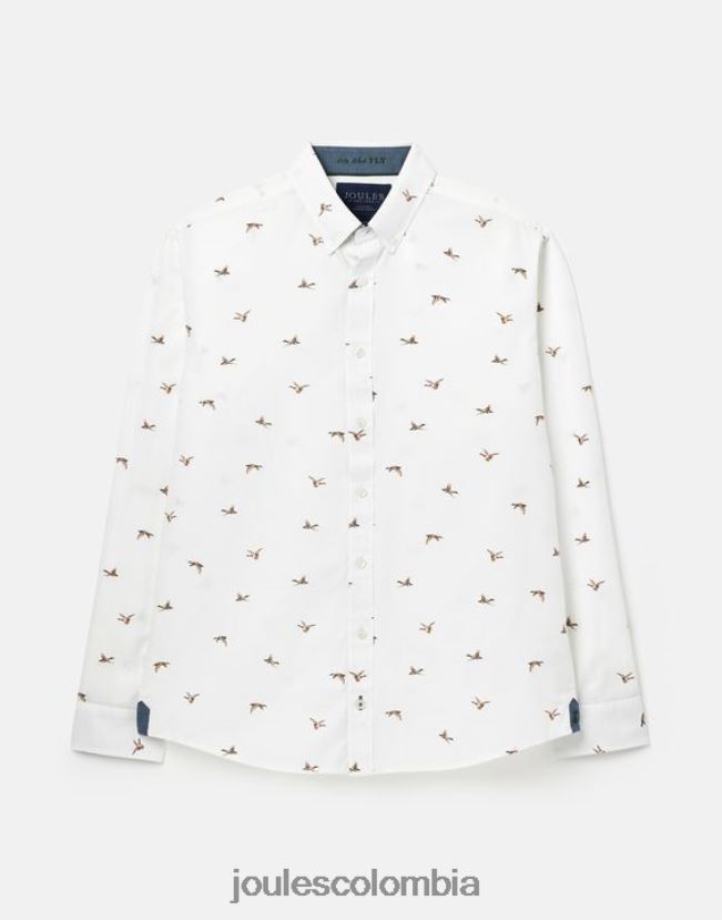 Joules vestir hombres camisa de corte clásico con estampado de invitación H0604R227 patos blancos
