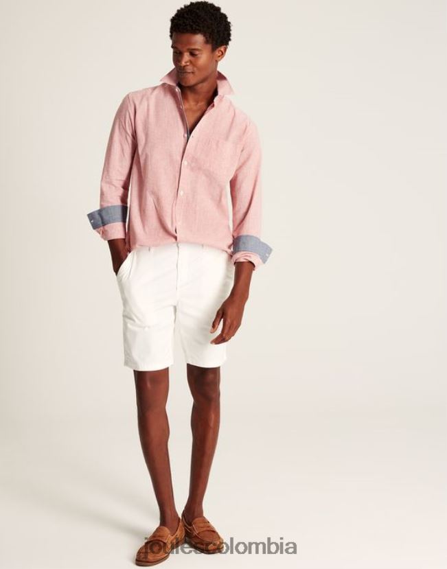 Joules vestir hombres camisa de corte clásico en mezcla de lino tilford H0604R171 pata de gallo rosa