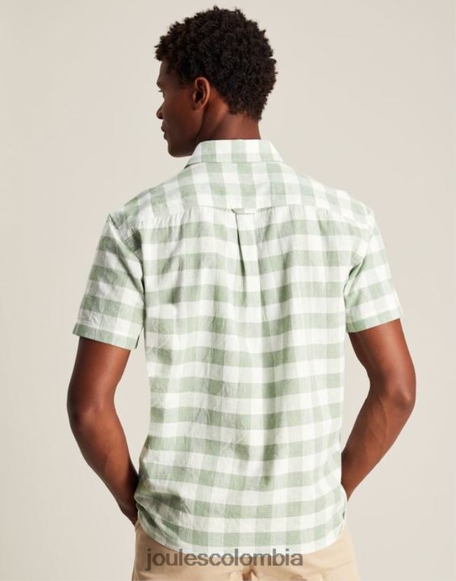 Joules vestir hombres camisa de lino rompedor H0604R175 guinga verde