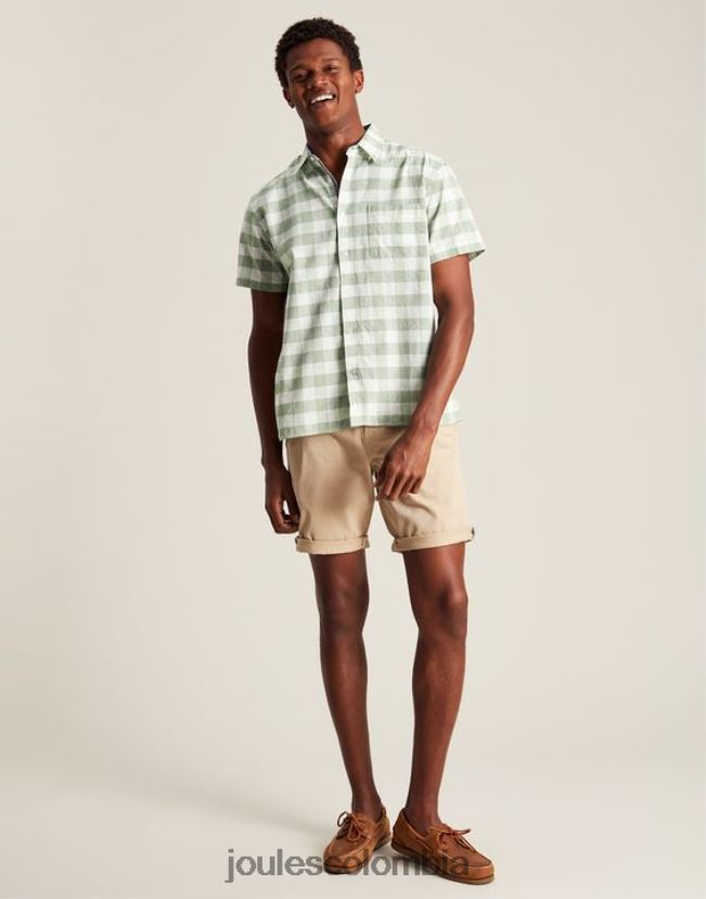 Joules vestir hombres camisa de lino rompedor H0604R175 guinga verde