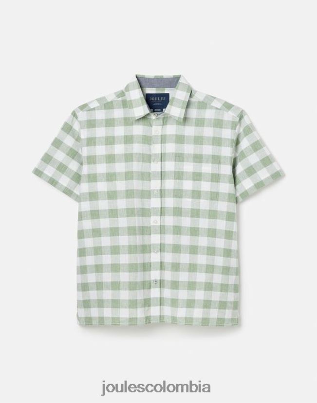 Joules vestir hombres camisa de lino rompedor H0604R175 guinga verde