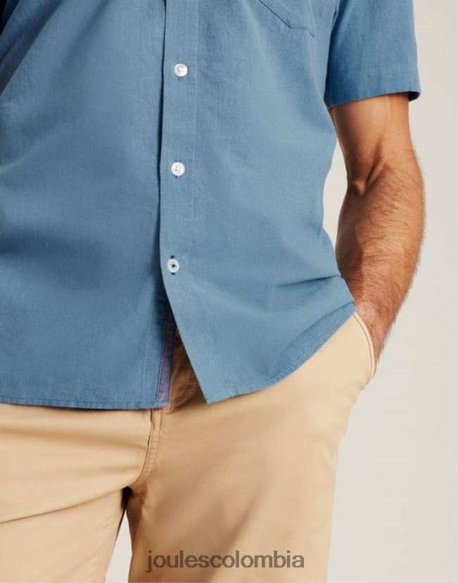 Joules vestir hombres camisa de lino rompedor H0604R228 azul