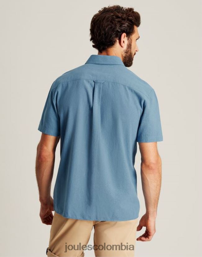 Joules vestir hombres camisa de lino rompedor H0604R228 azul