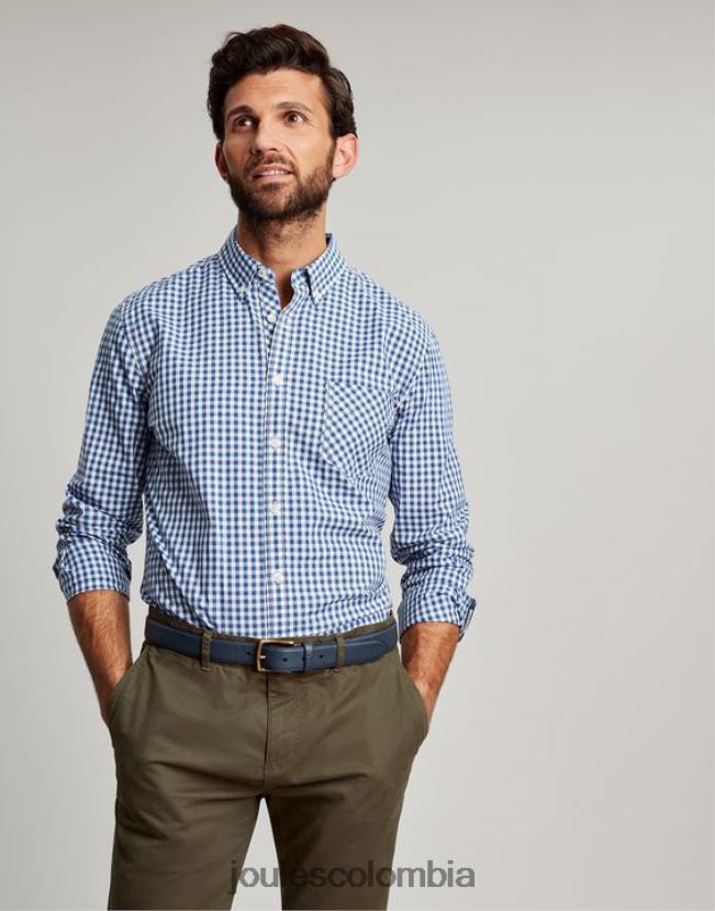 Joules vestir hombres camisa de popelina de corte clásico goodridge H0604R215 guinga azul