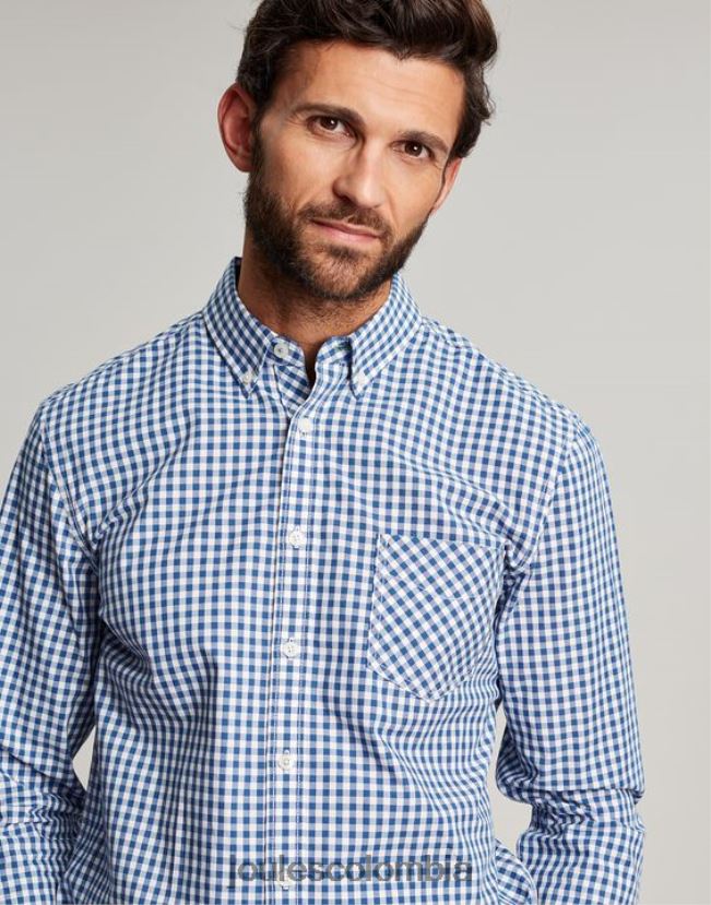 Joules vestir hombres camisa de popelina de corte clásico goodridge H0604R215 guinga azul
