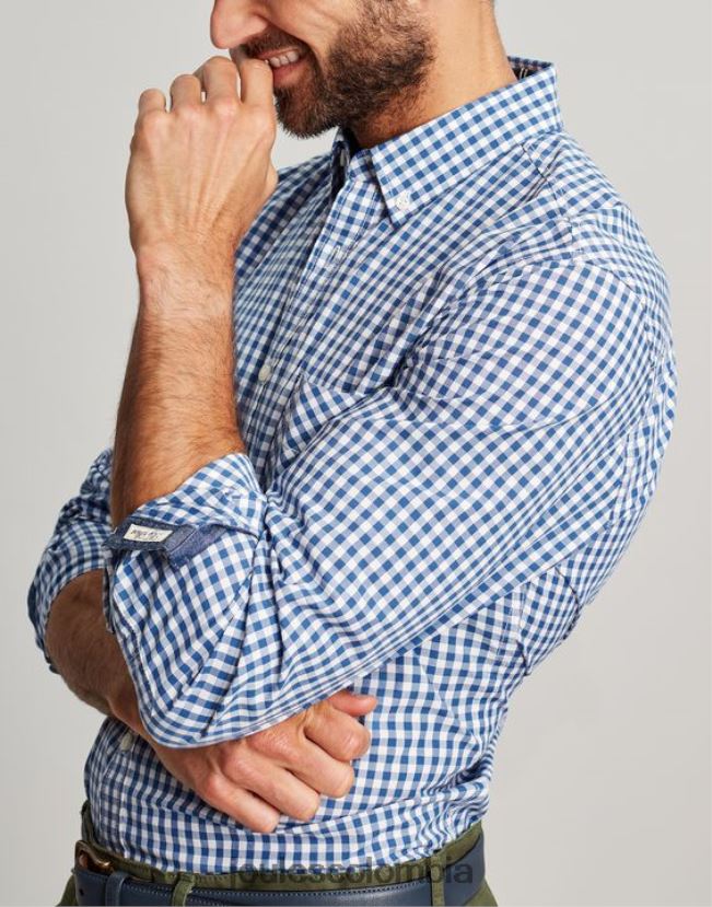 Joules vestir hombres camisa de popelina de corte clásico goodridge H0604R215 guinga azul