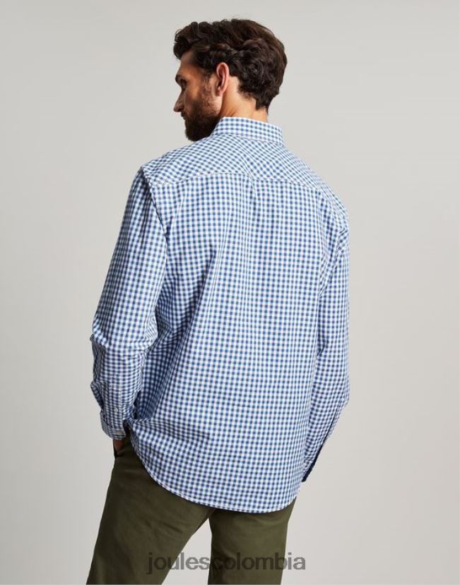 Joules vestir hombres camisa de popelina de corte clásico goodridge H0604R215 guinga azul