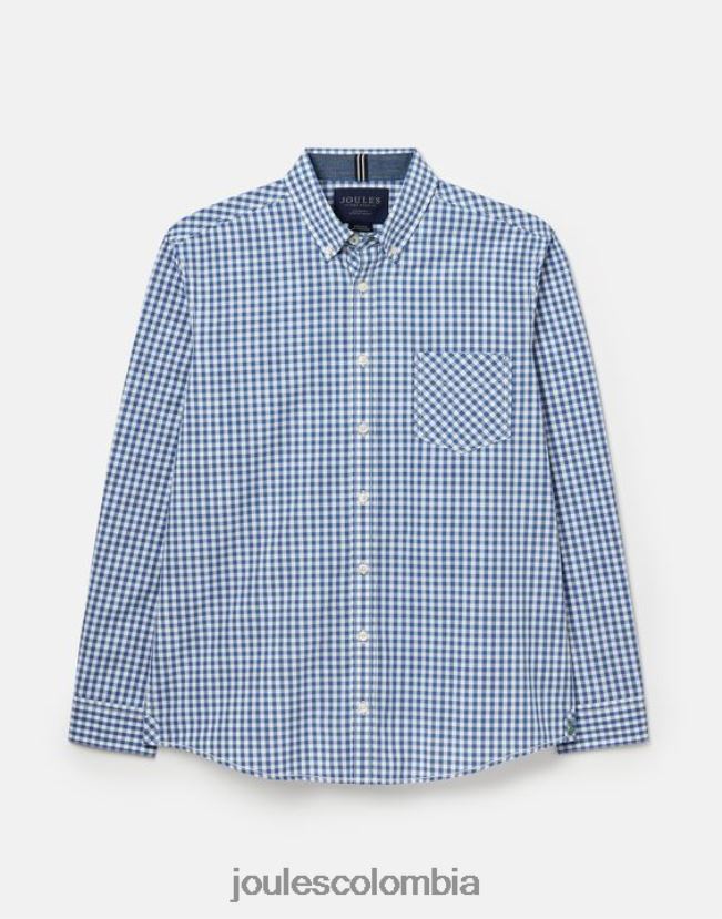 Joules vestir hombres camisa de popelina de corte clásico goodridge H0604R215 guinga azul