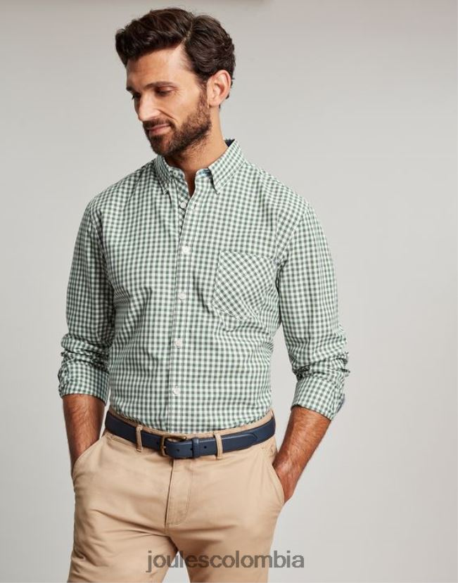 Joules vestir hombres camisa de popelina de corte clásico goodridge H0604R225 guinga verde
