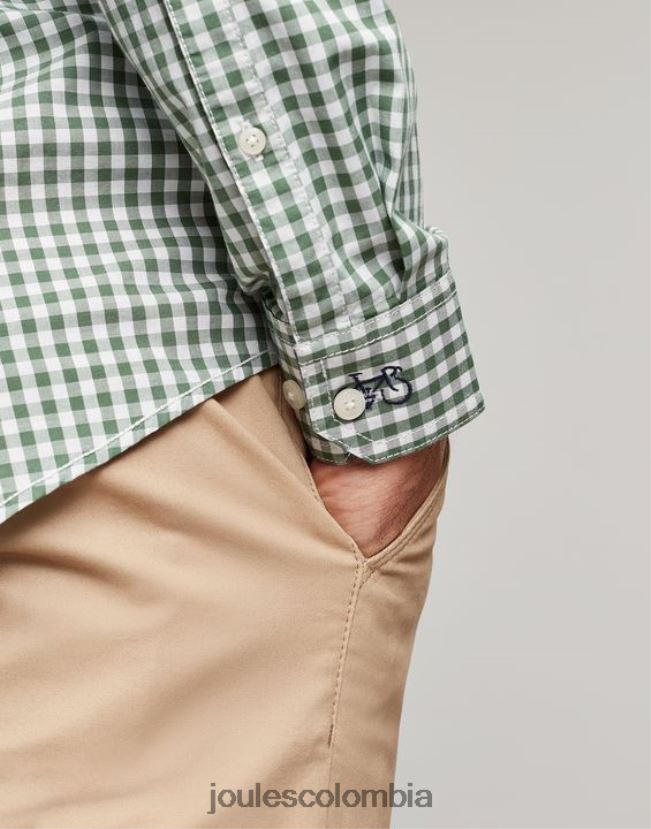 Joules vestir hombres camisa de popelina de corte clásico goodridge H0604R225 guinga verde