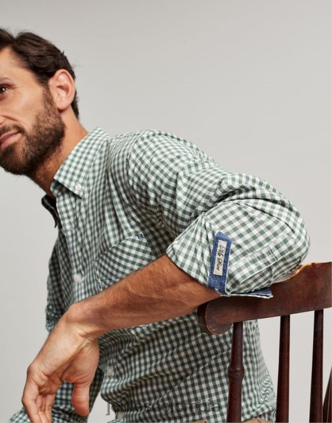 Joules vestir hombres camisa de popelina de corte clásico goodridge H0604R225 guinga verde