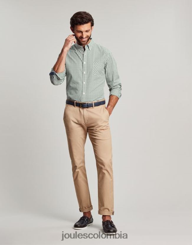 Joules vestir hombres camisa de popelina de corte clásico goodridge H0604R225 guinga verde