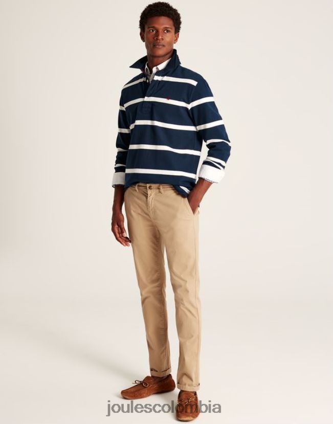 Joules vestir hombres camiseta de rugby en el interior H0604R178 raya crema azul marino