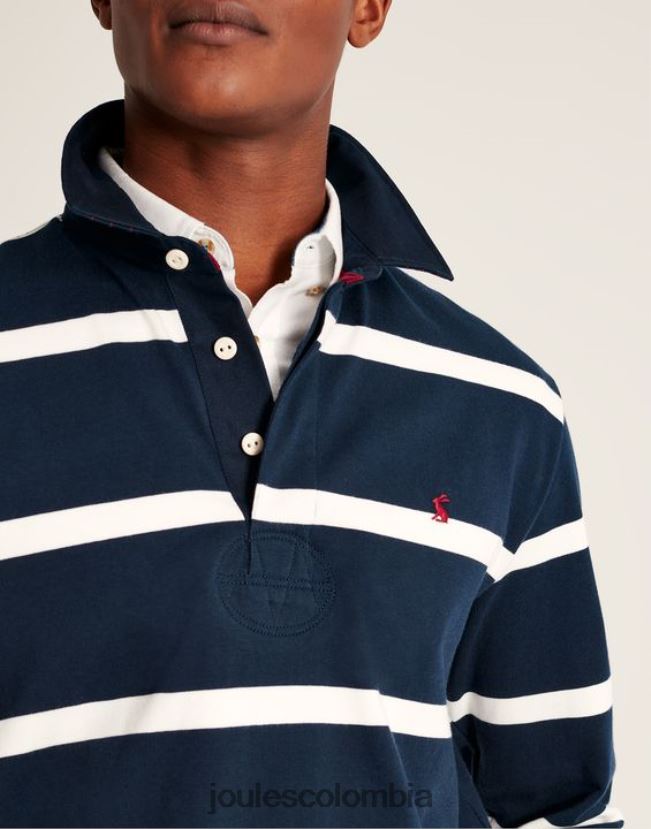 Joules vestir hombres camiseta de rugby en el interior H0604R178 raya crema azul marino