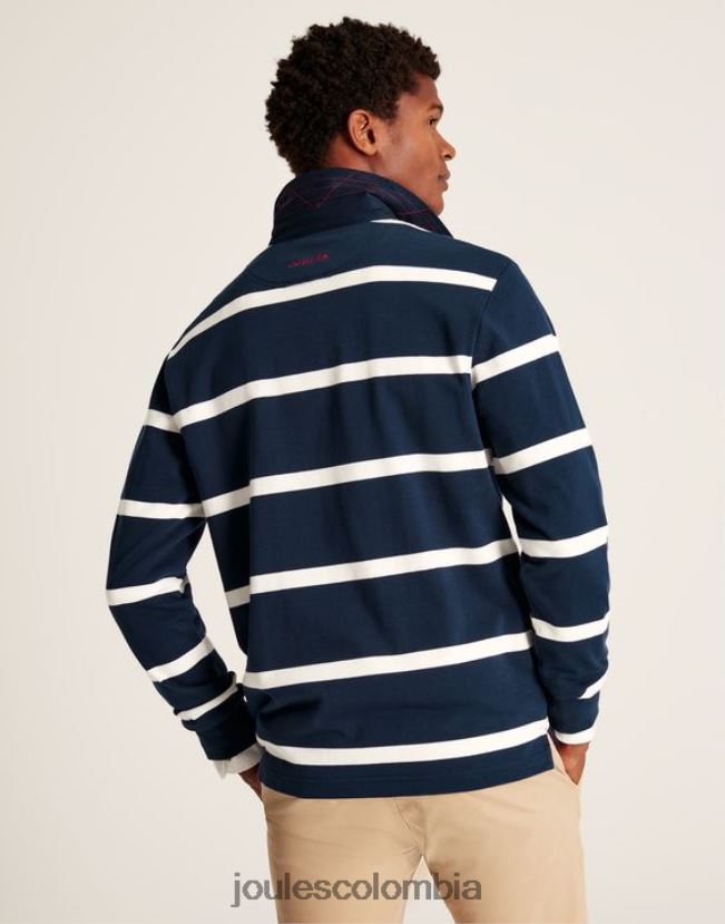 Joules vestir hombres camiseta de rugby en el interior H0604R178 raya crema azul marino