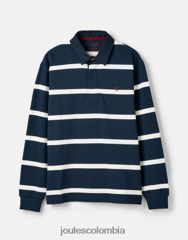 Joules vestir hombres camiseta de rugby en el interior H0604R178 raya crema azul marino