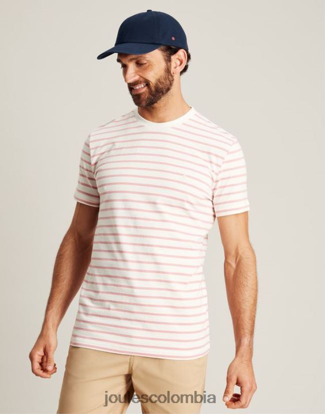 Joules vestir hombres camiseta a rayas del cobertizo del barco H0604R208 raya blanca rosa