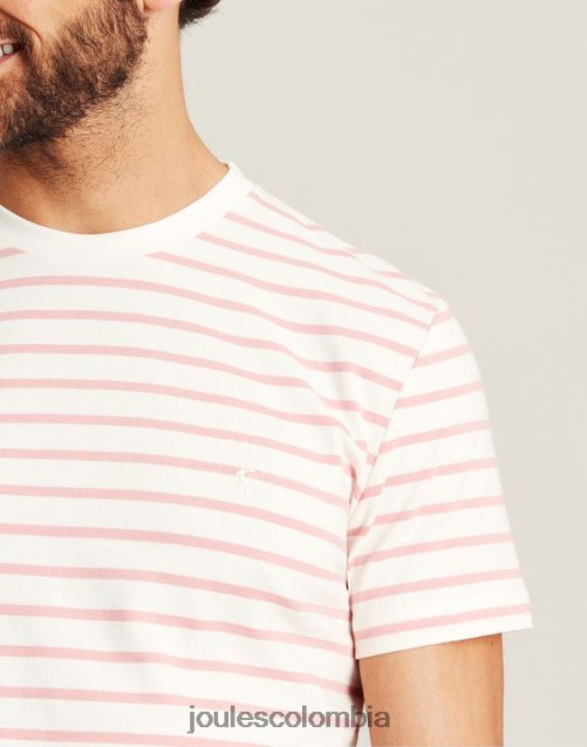 Joules vestir hombres camiseta a rayas del cobertizo del barco H0604R208 raya blanca rosa